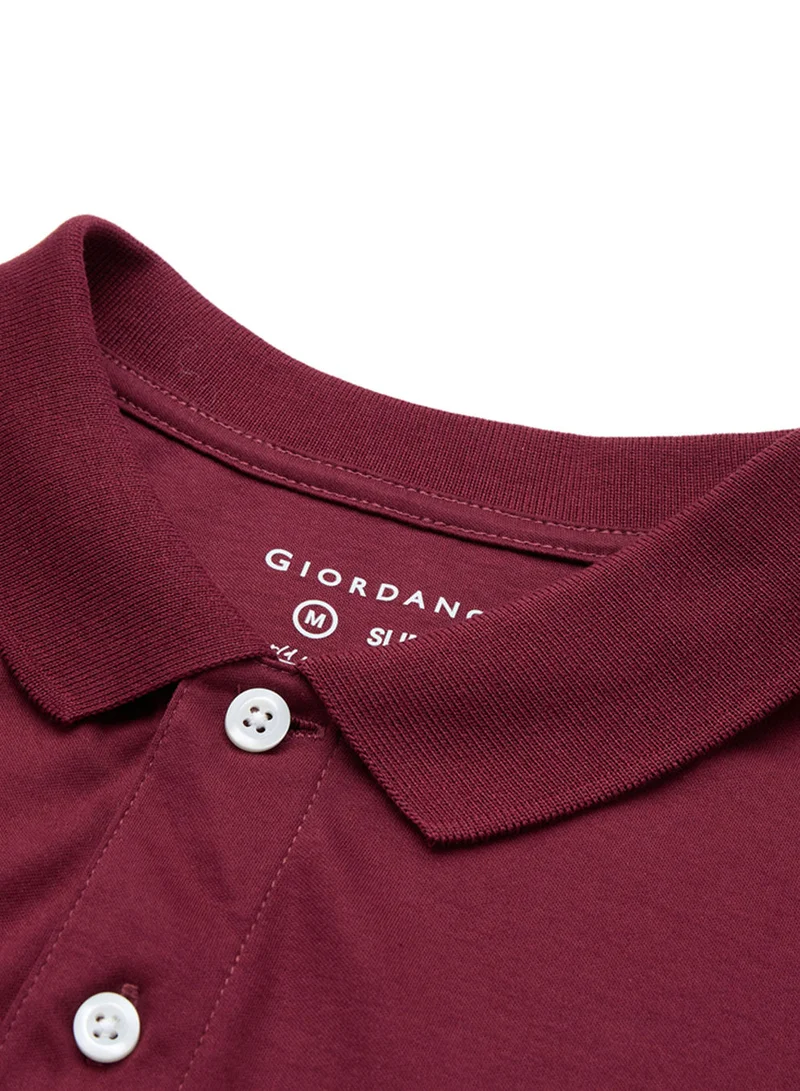 GIORDANO  Men’s Slim Fit Liquid Touch Cotton Interlock Polo for Men | Best Price UAE